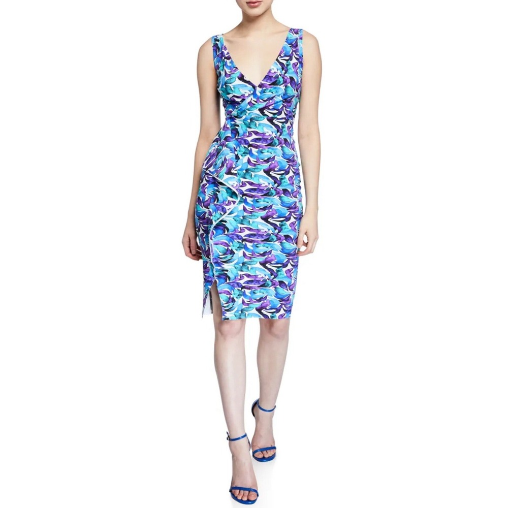 Chiara Boni Blue and Purple Floral Print Maxi Dress
